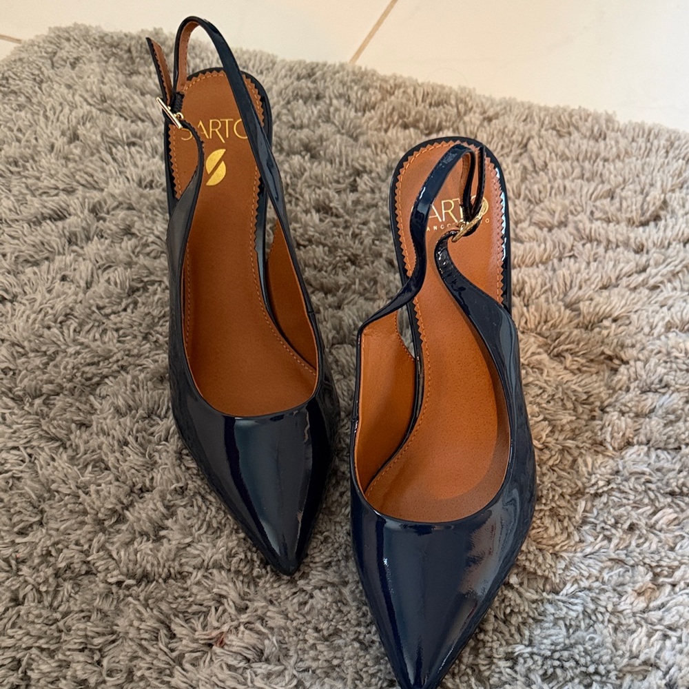 SARTO By Franco Sarto Dark Blue Slingback Heels - Picture 3 of 12